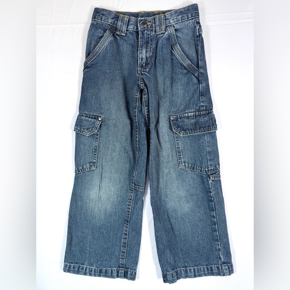 VINTAGE WRANGLER JEANS CO Y2K Boys Blue Denim Cargo 8 Slim Classic Skater 2009